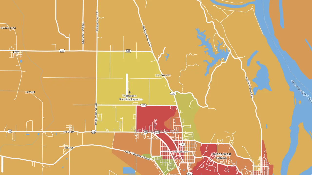 Southland, AR Map of Theft Rates