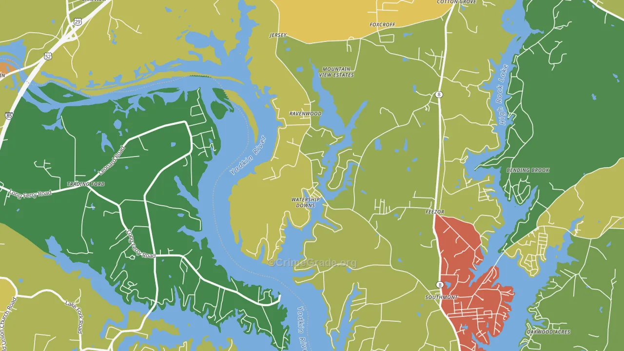 Southmont, NC Map of Theft Rates