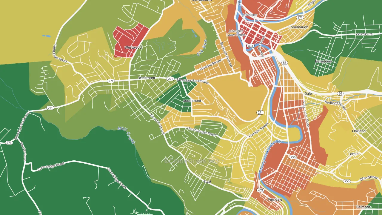 Southmont, PA Map of Theft Rates