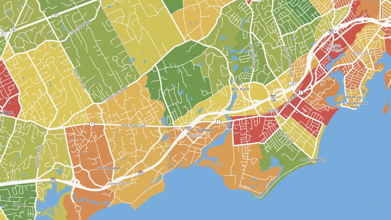Southport, CT Map of Theft Rates