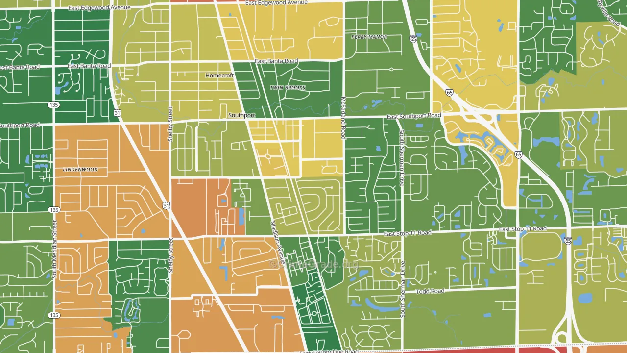 Southport, IN Map of Theft Rates