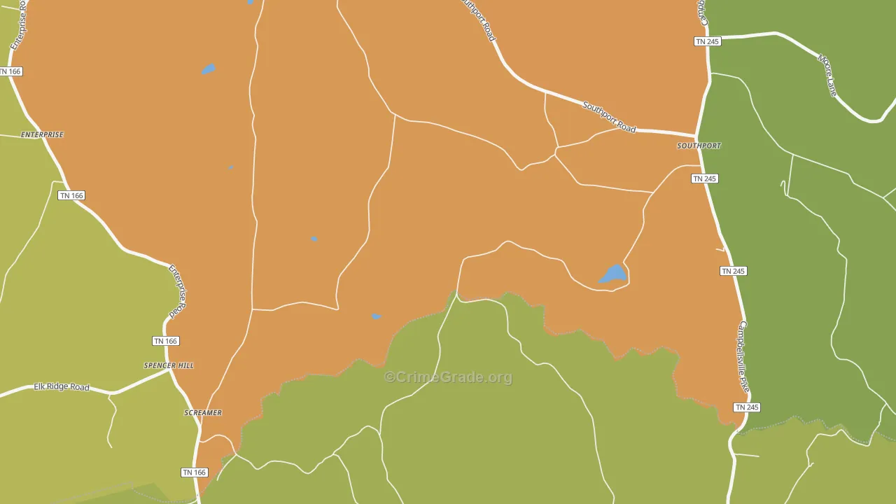 Southport, TN Map of Theft Rates