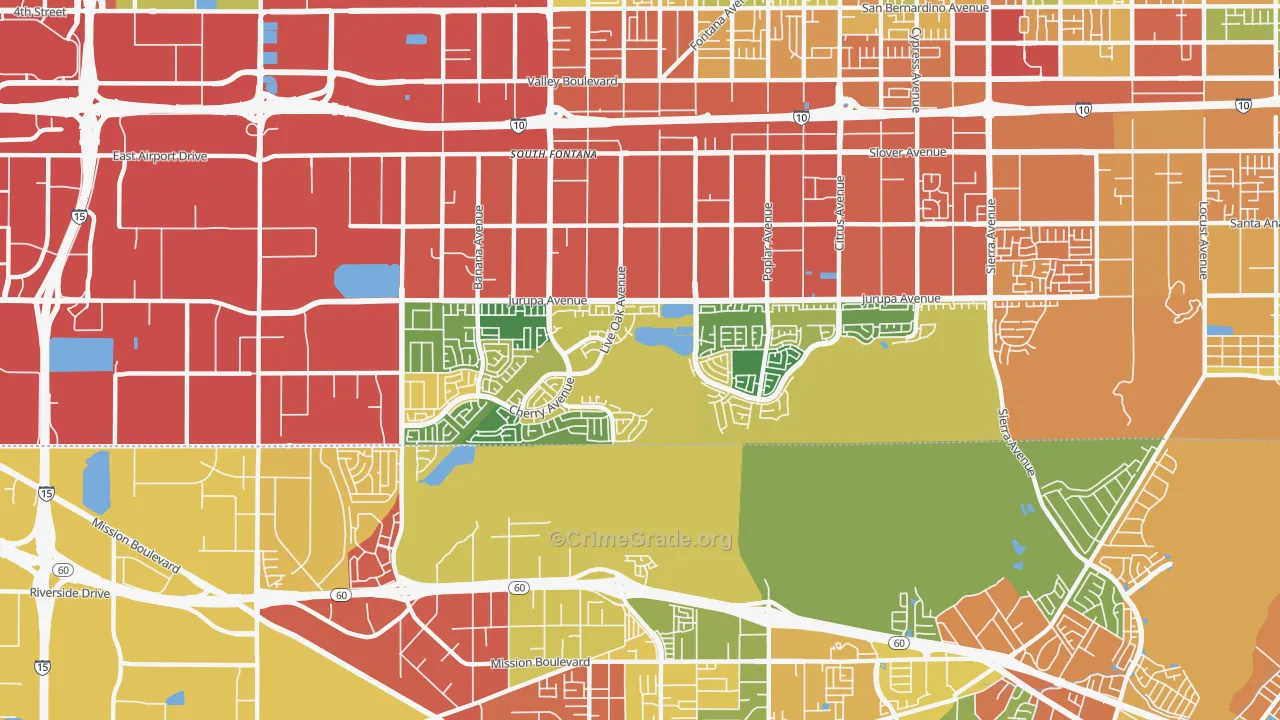 Southridge Village, Fontana, CA Map of Theft Rates