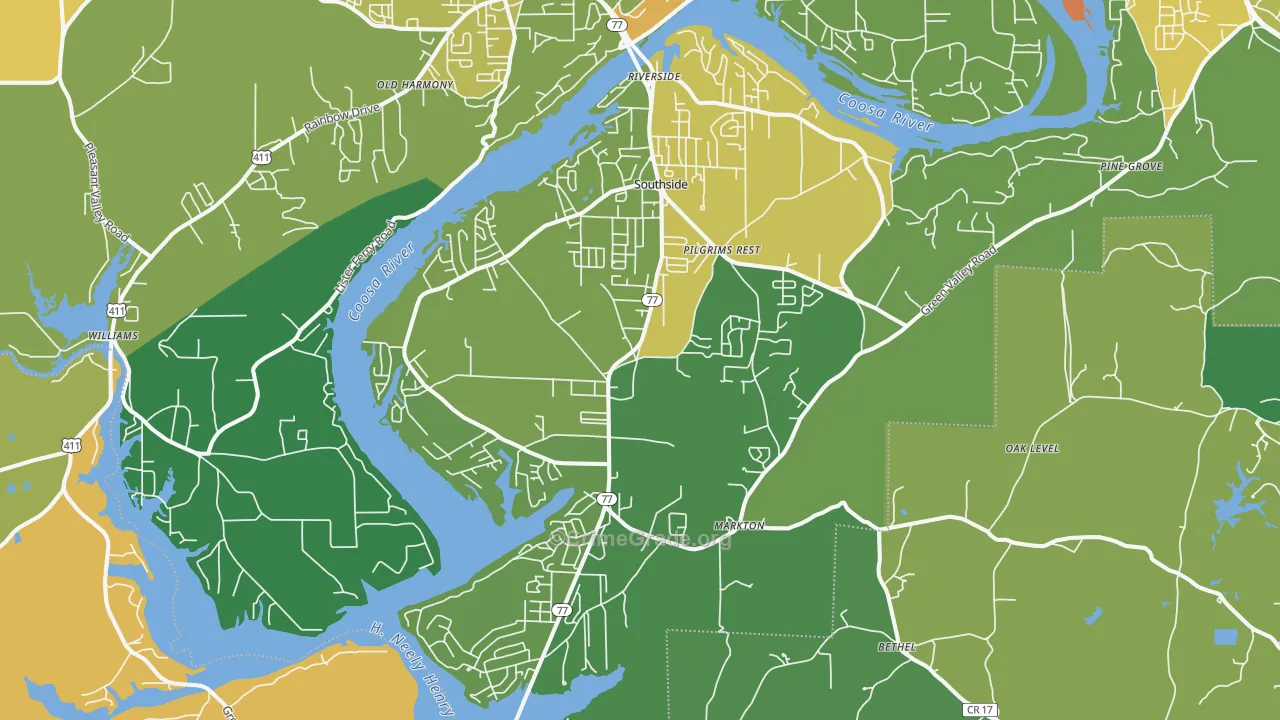 Southside, AL Map of Theft Rates