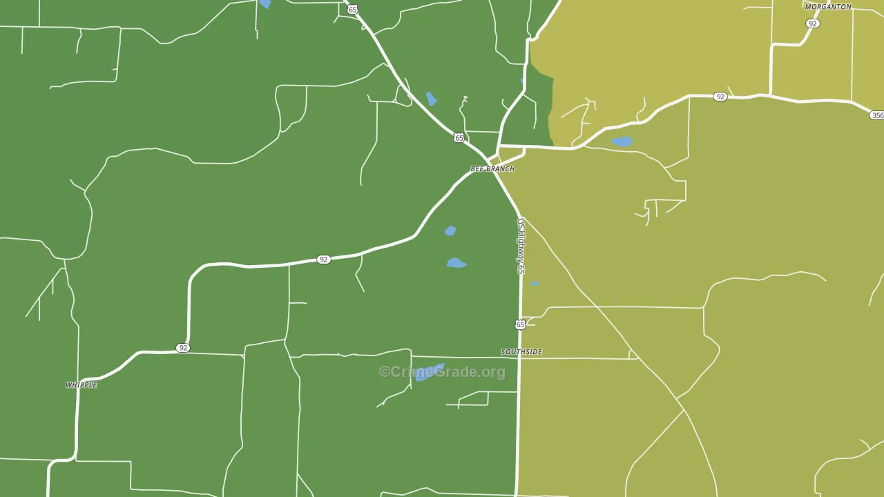 Southside, AR Map of Theft Rates