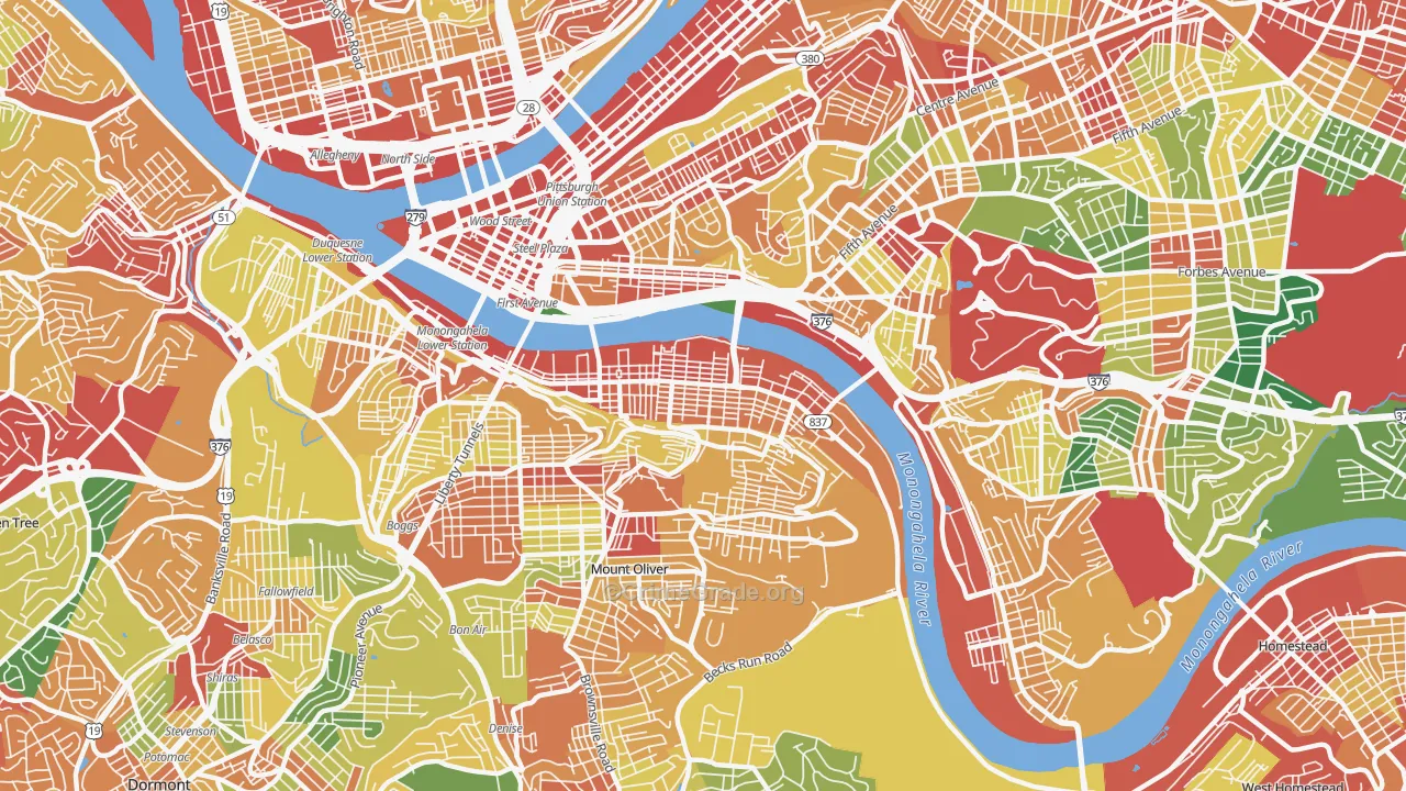 Southside Flats, Pittsburgh, PA Map of Theft Rates