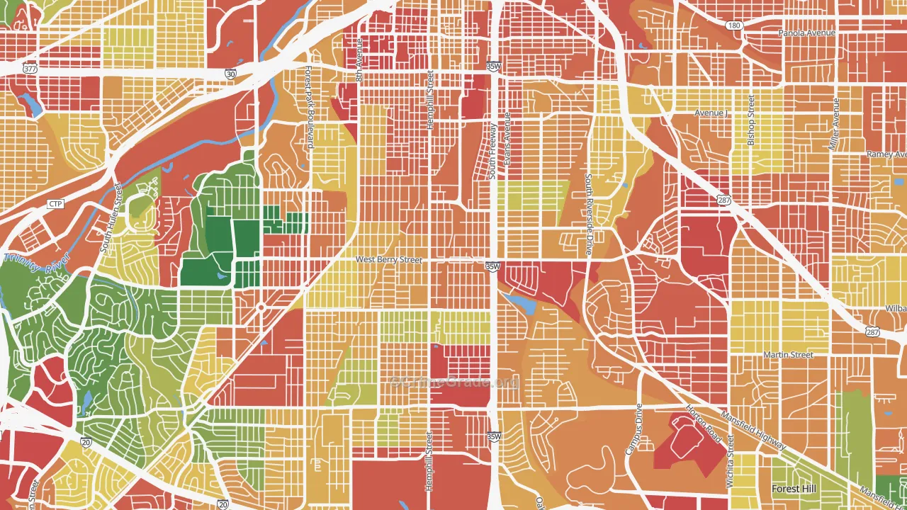 Southside, Fort Worth, TX Map of Theft Rates