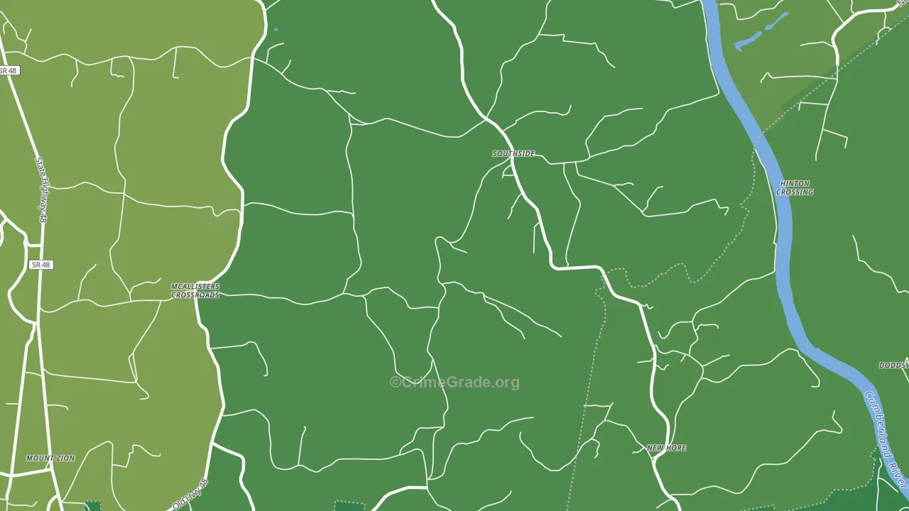 Southside, TN Map of Theft Rates