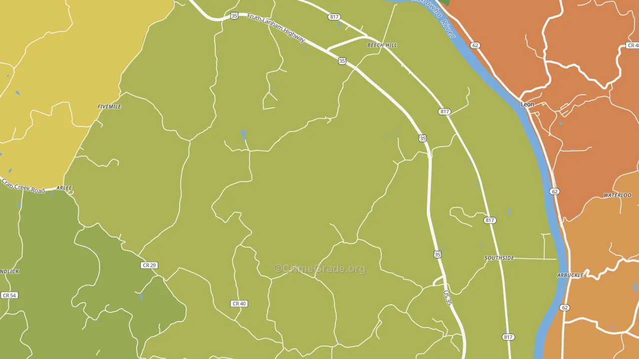 Southside, WV Map of Theft Rates