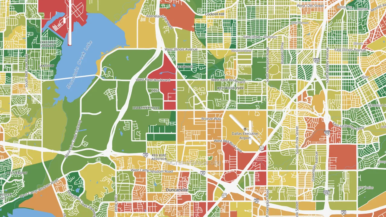 Southwest Dallas, Dallas, TX Map of Theft Rates