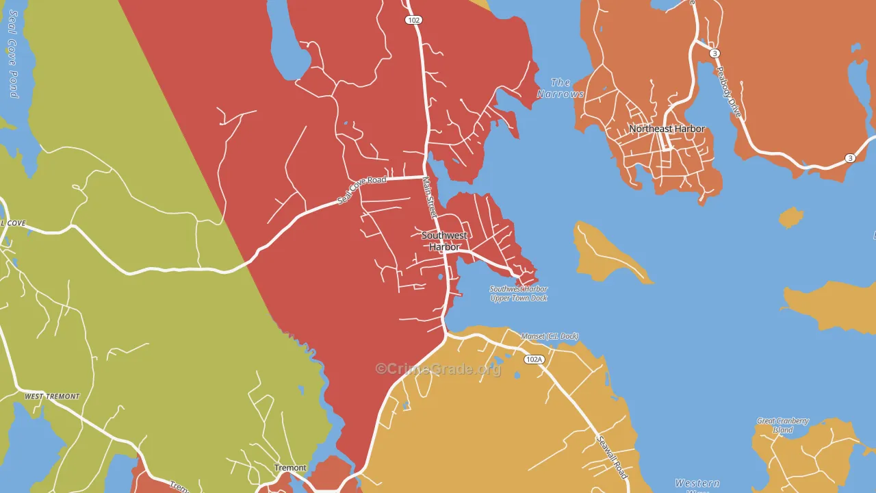 Southwest Harbor, ME Map of Theft Rates