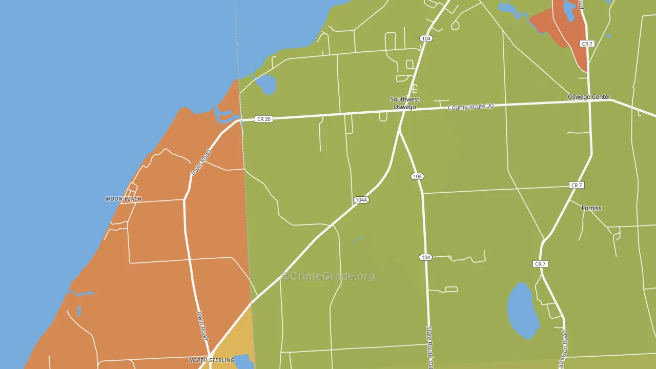 Southwest Oswego, NY Map of Theft Rates