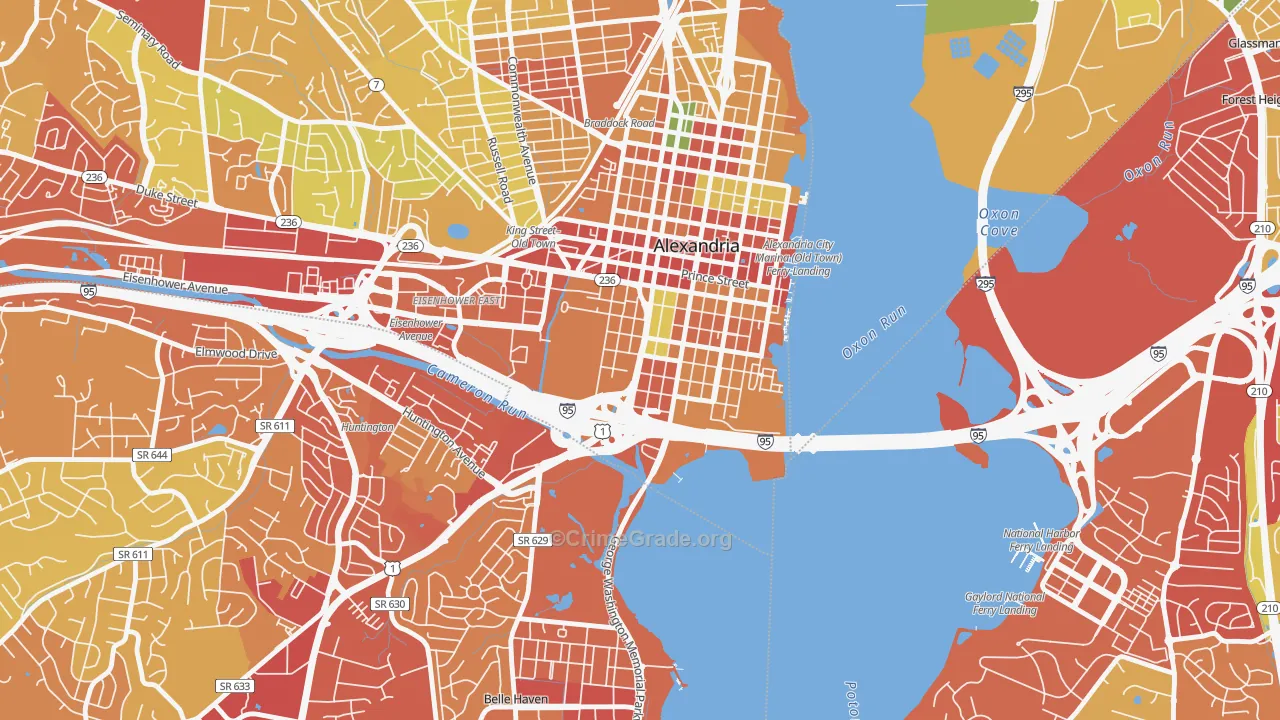 Southwest Quadrant, Alexandria, VA Map of Theft Rates