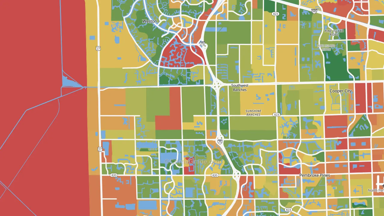 Southwest Ranches, FL Map of Theft Rates