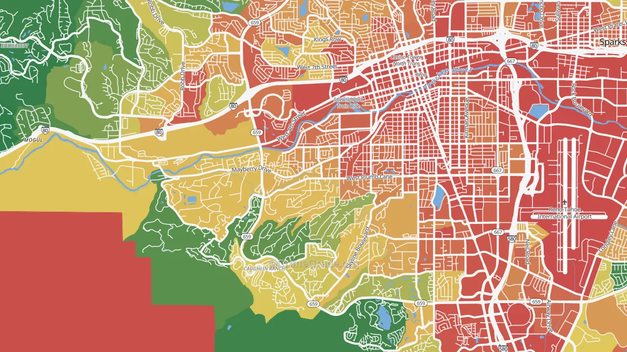 Southwest, Reno, NV Map of Theft Rates