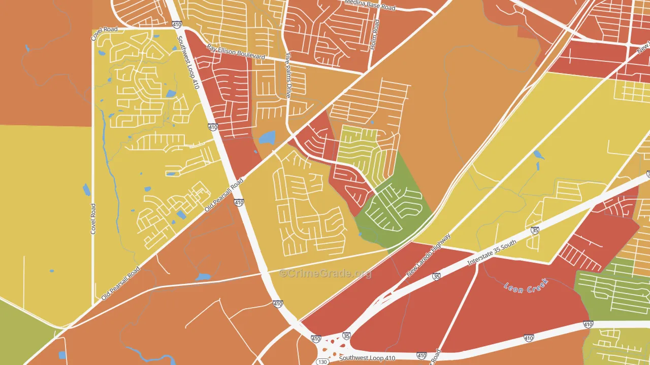Southwest, San Antonio, TX Map of Theft Rates