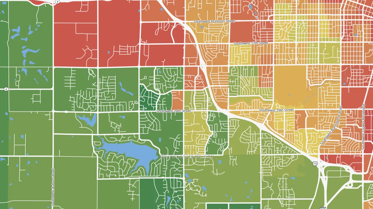 Southwest Topeka, Topeka, KS Map of Theft Rates