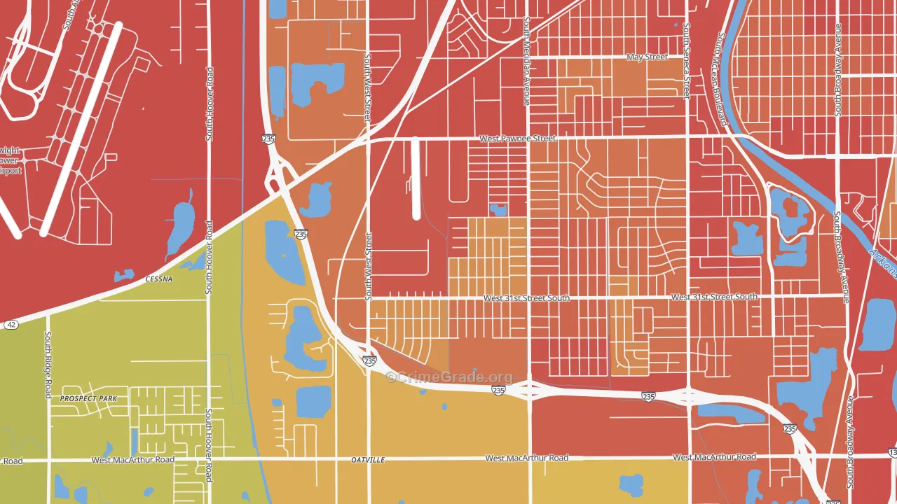 Southwest Village, Wichita, KS Map of Theft Rates