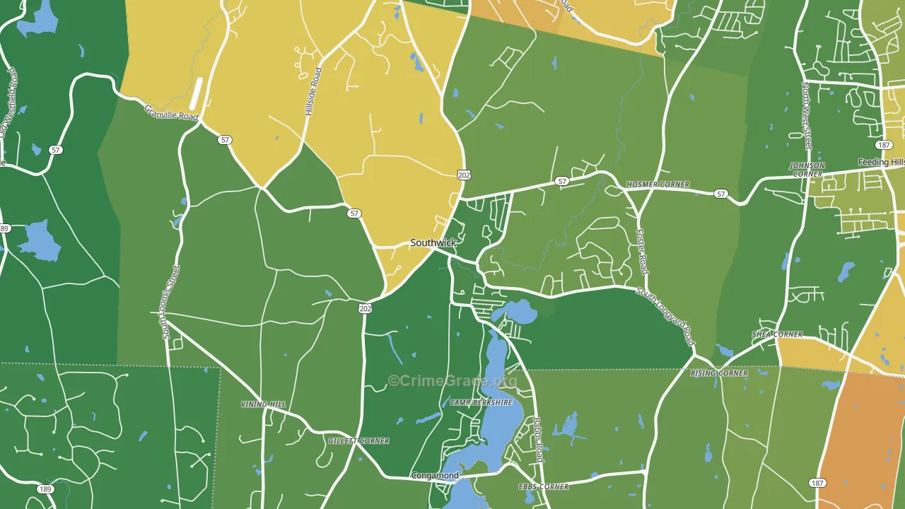 Southwick, MA Map of Theft Rates