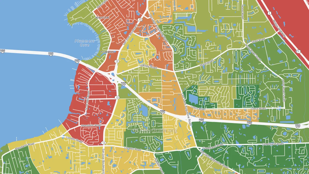 Southwood, Jacksonville, FL Map of Theft Rates