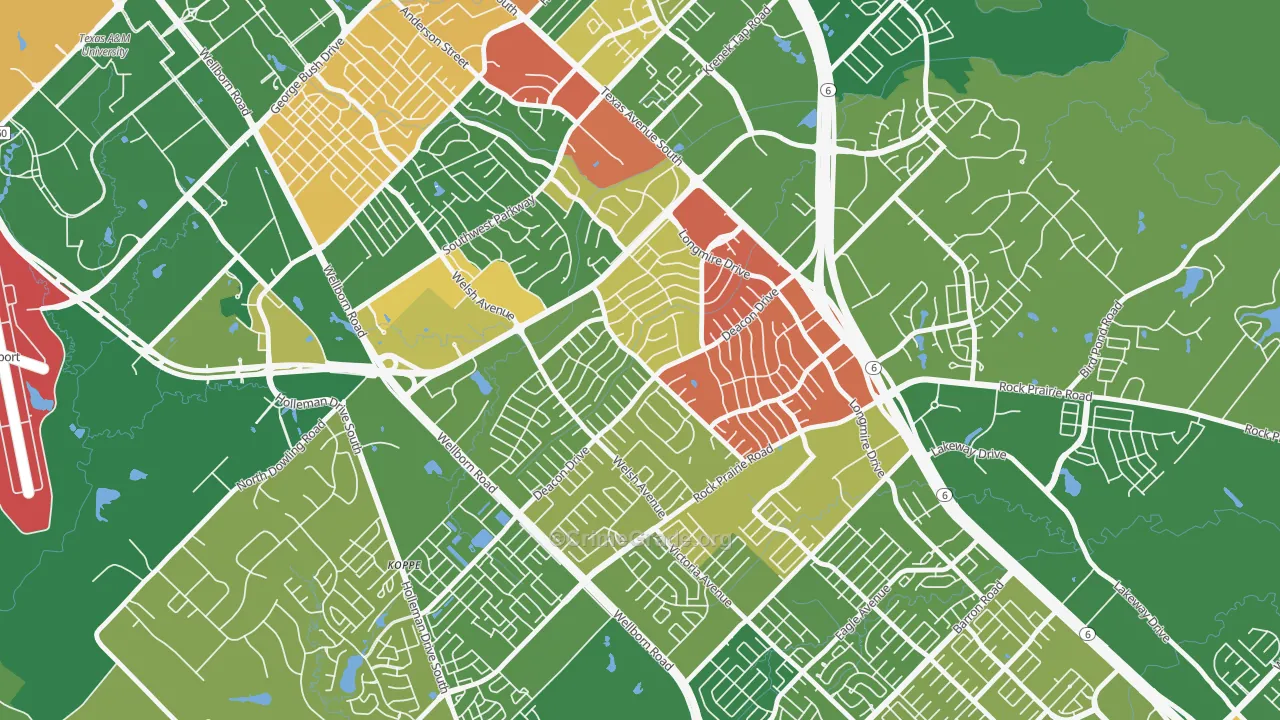 Southwood Valley, College Station, TX Map of Theft Rates