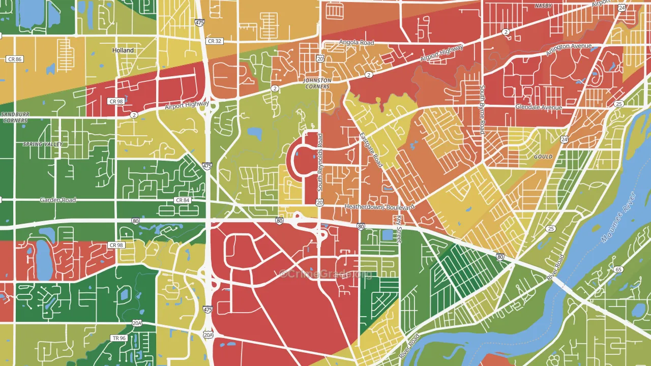 Southwyck, Toledo, OH Map of Theft Rates