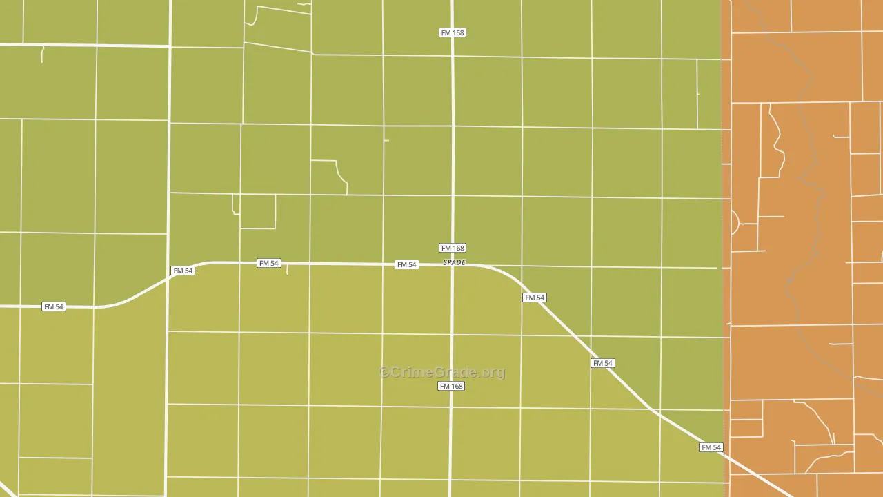 Spade, TX Map of Theft Rates