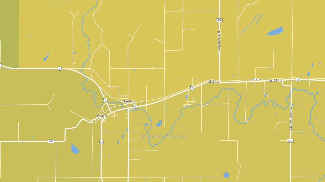 Spalding, MI Map of Theft Rates