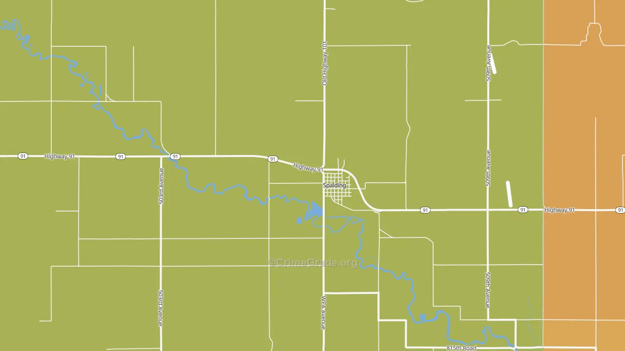 Spalding, NE Map of Theft Rates