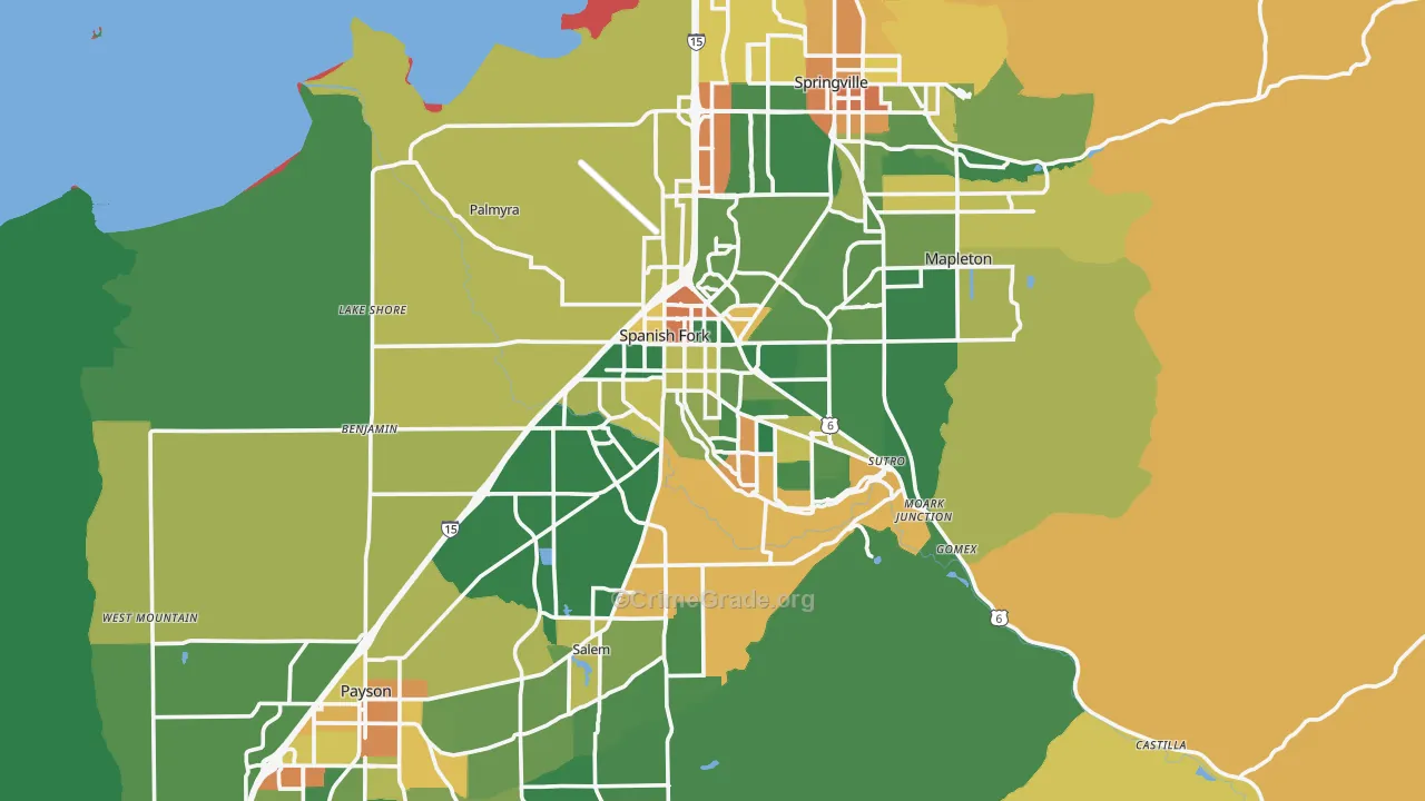 Spanish Fork, UT Map of Theft Rates