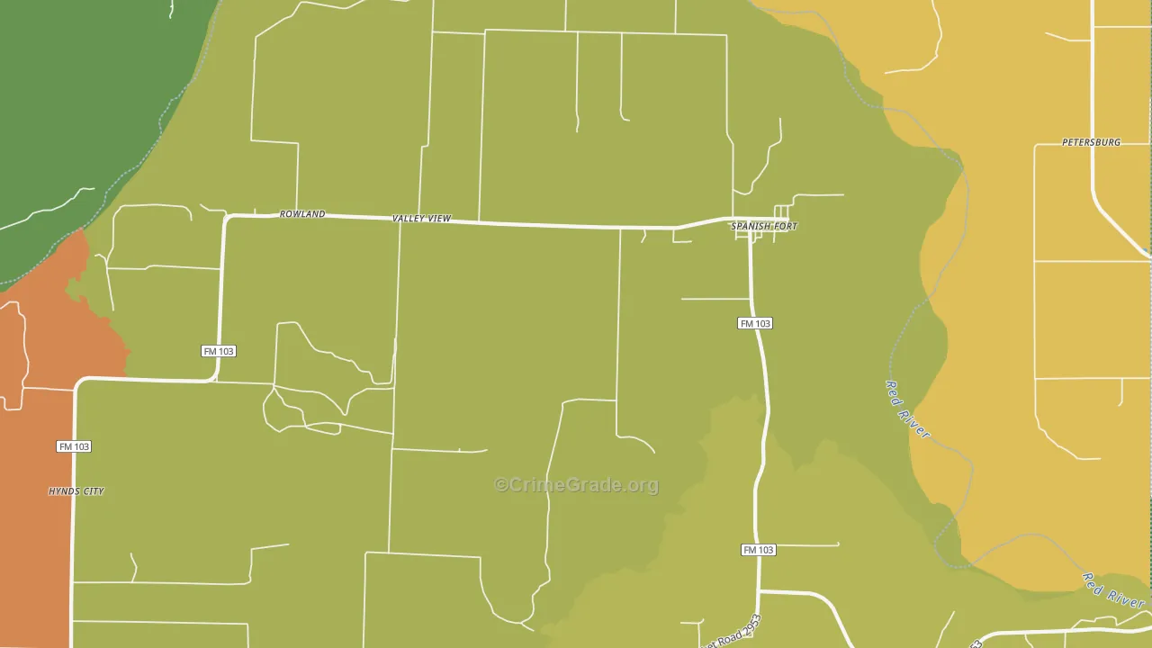 Spanish Fort, TX Map of Theft Rates