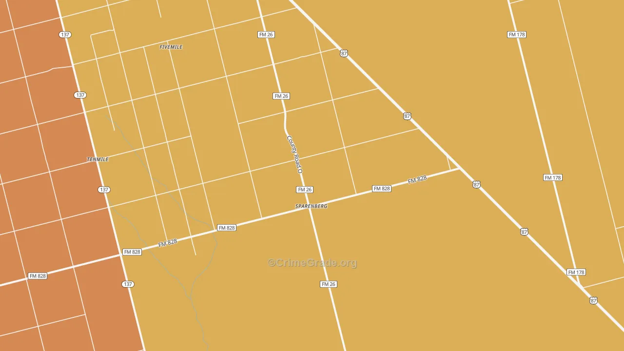 Sparenberg, TX Map of Theft Rates