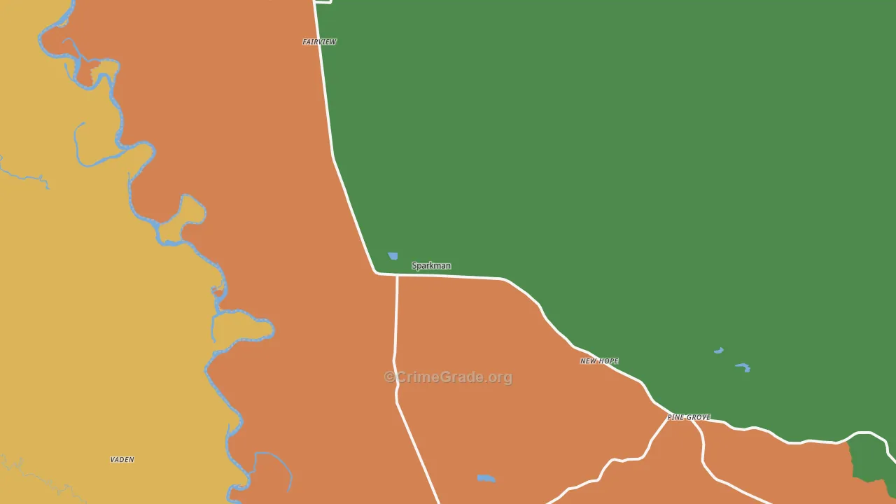 Sparkman, AR Map of Theft Rates