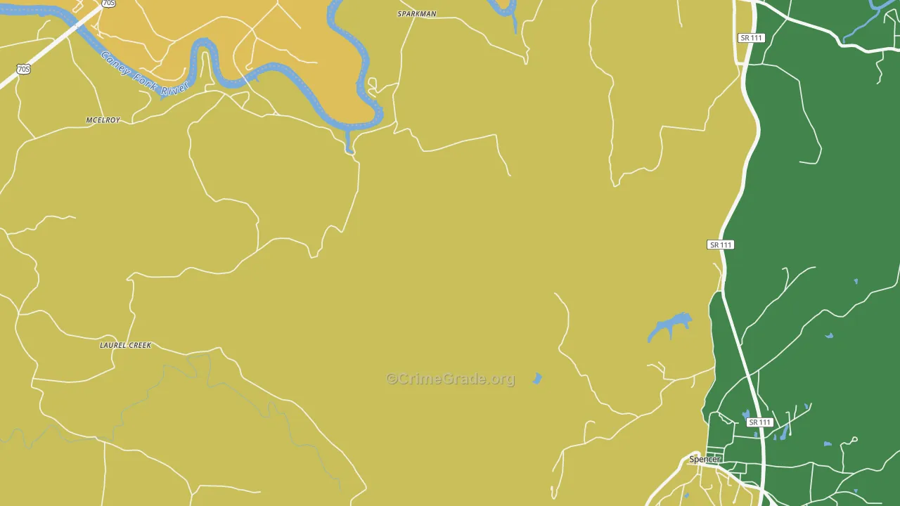 Sparkman, TN Map of Theft Rates