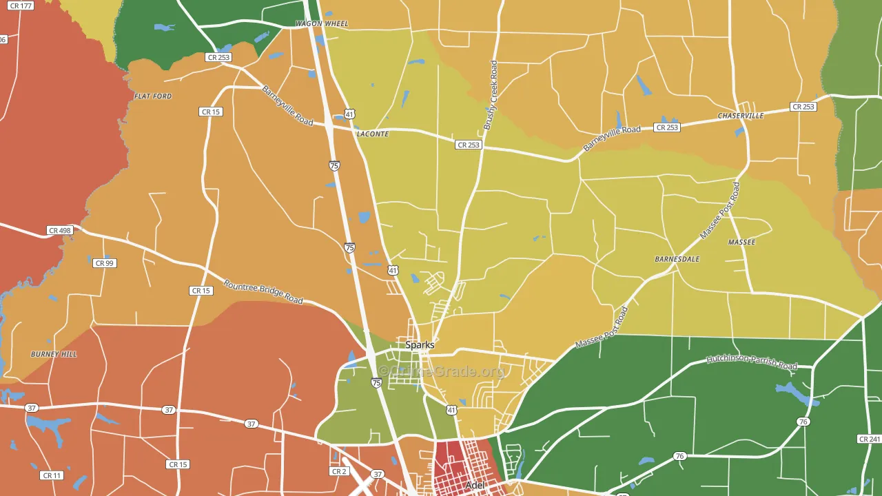 Sparks, GA Map of Theft Rates