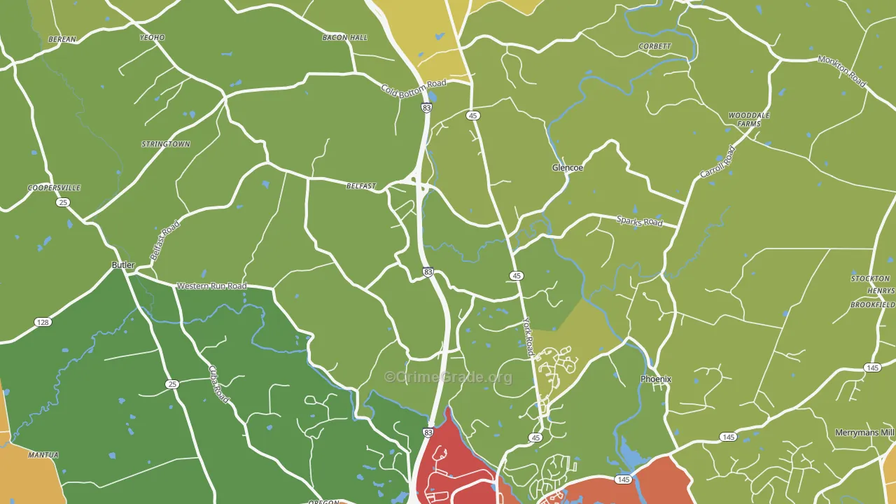 Sparks Glencoe, MD Map of Theft Rates