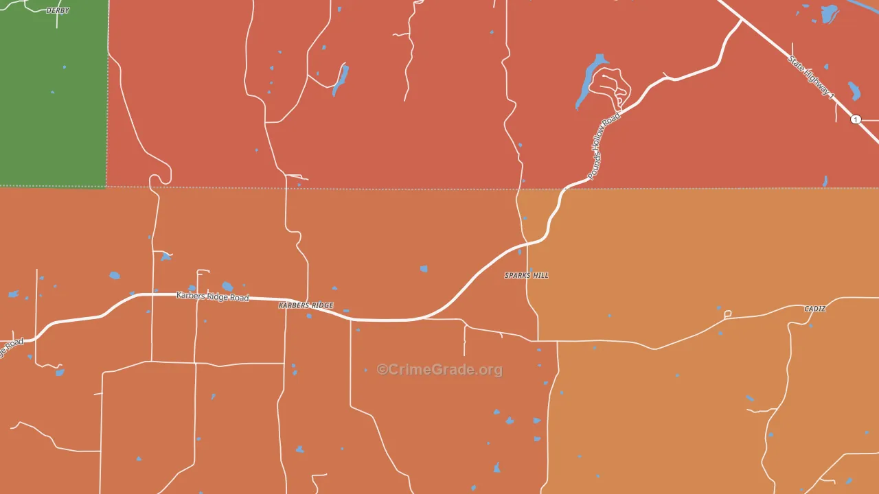 Sparks Hill, IL Map of Theft Rates