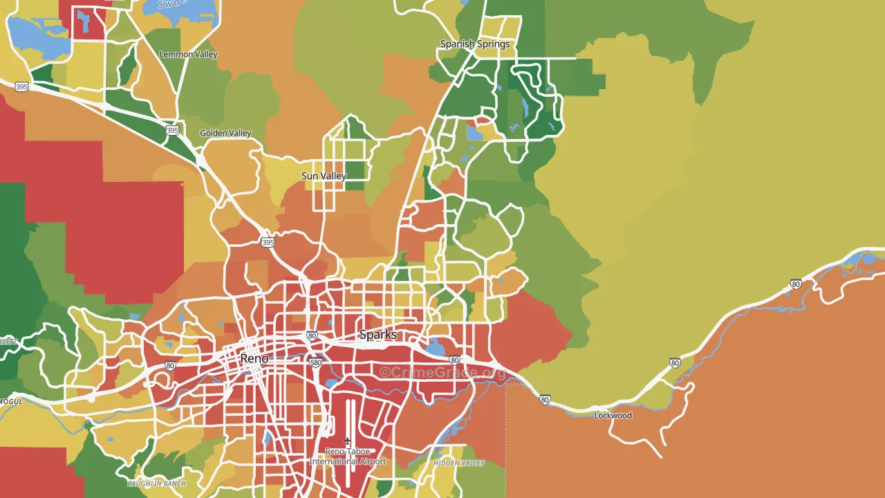 Sparks, NV Map of Theft Rates