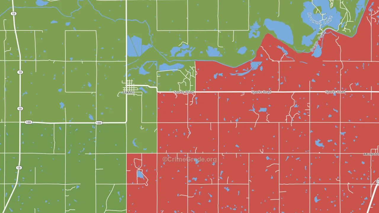 Sparks, OK Map of Theft Rates