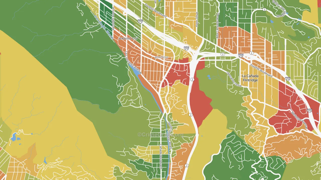 Sparr Heights, Glendale, CA Map of Theft Rates