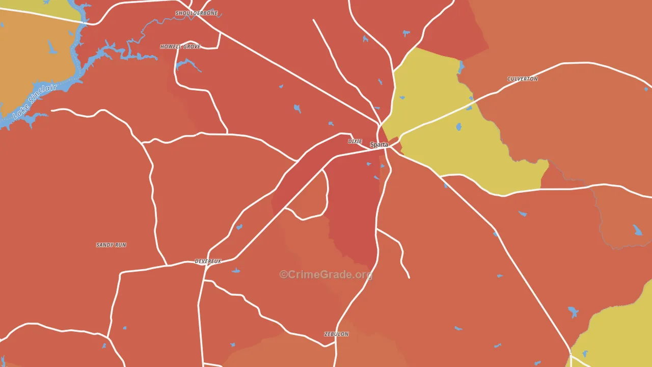 Sparta, GA Map of Theft Rates