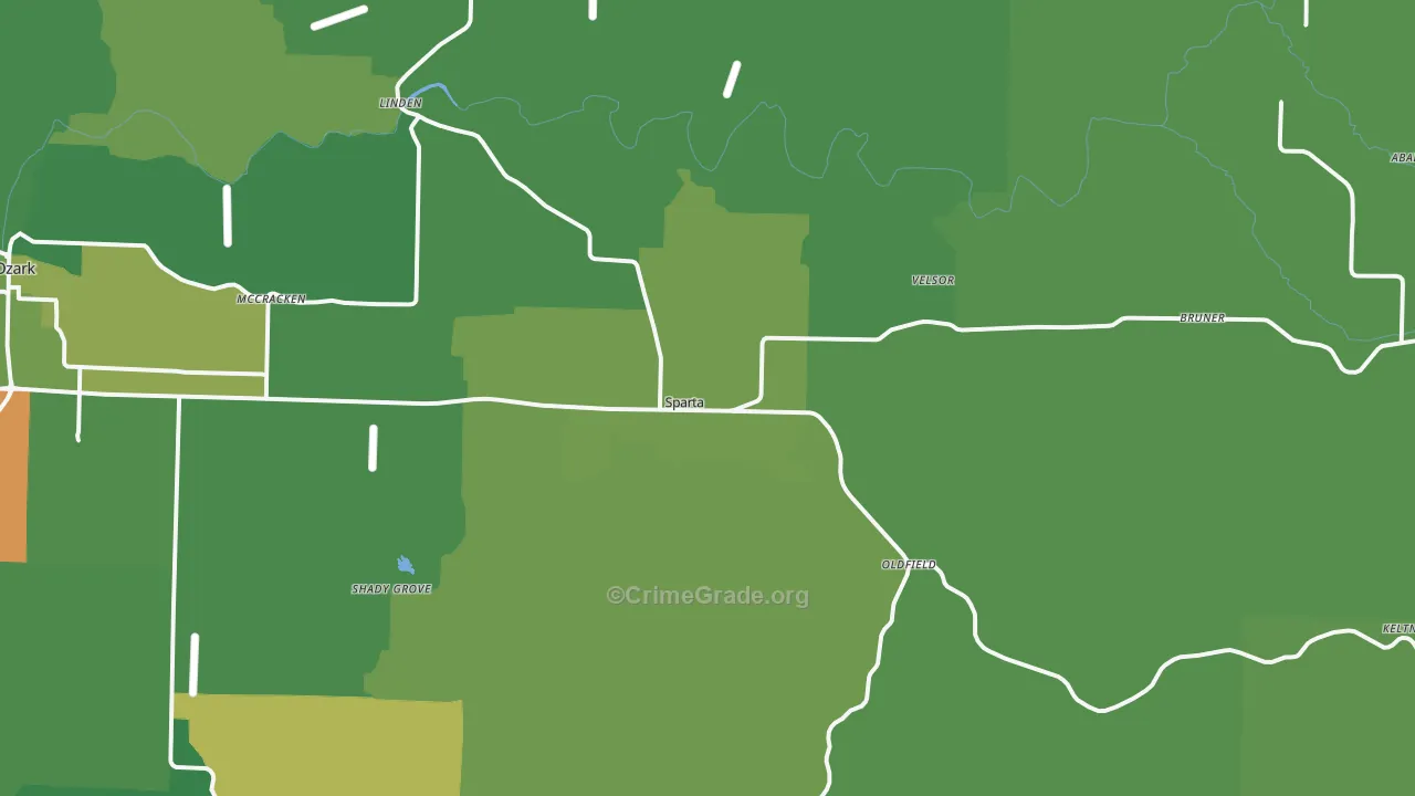 Sparta, MO Map of Theft Rates