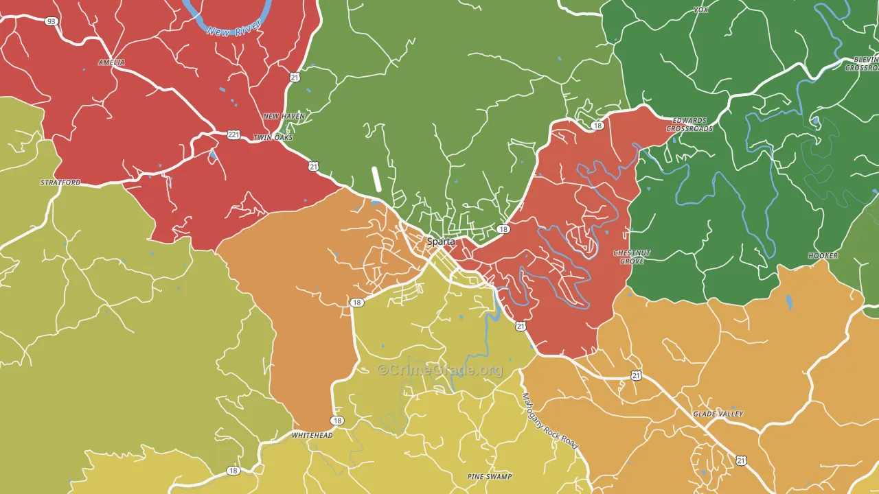 Sparta, NC Map of Theft Rates