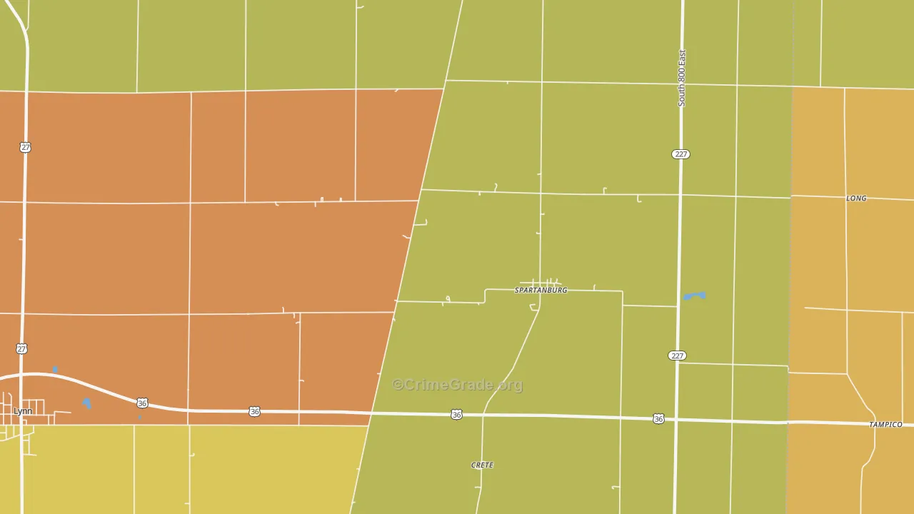 Spartanburg, IN Map of Theft Rates