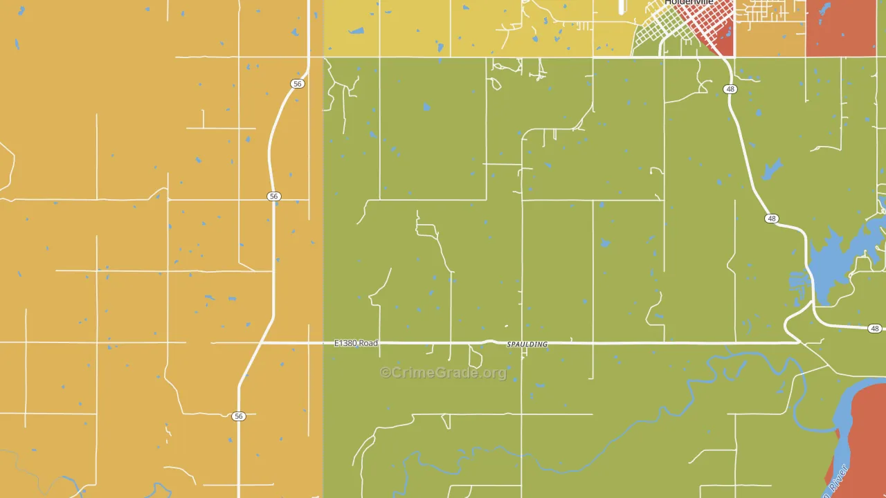 Spaulding, OK Map of Theft Rates