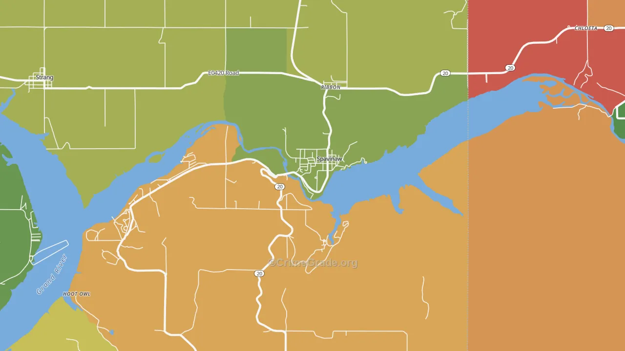 Spavinaw, OK Map of Theft Rates