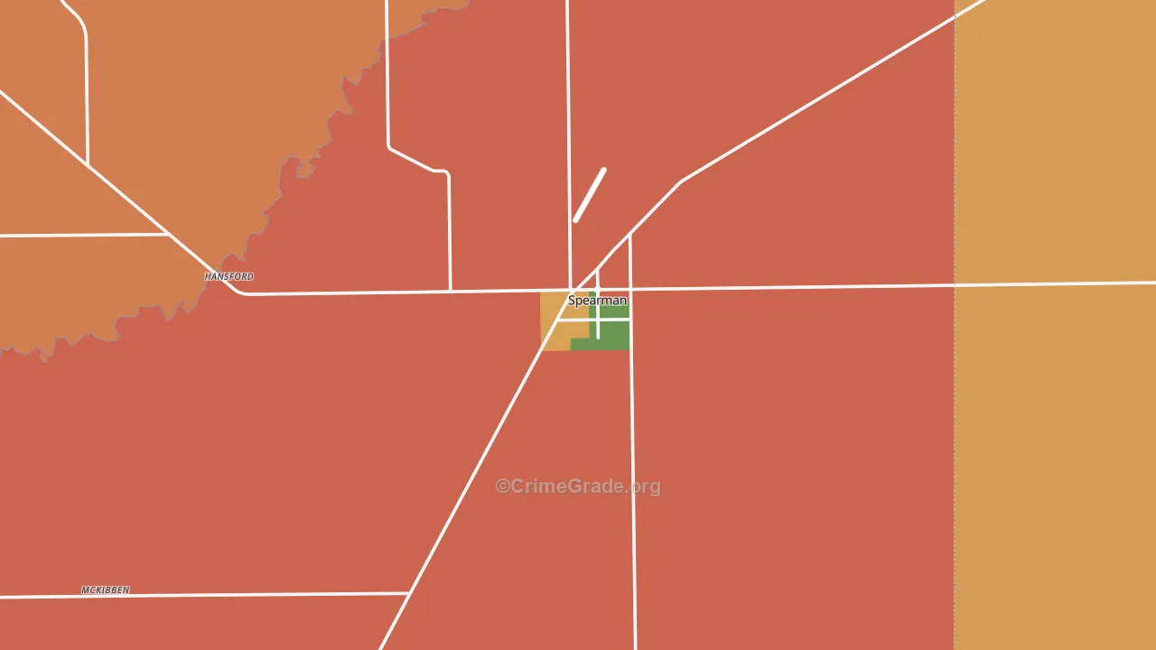 Spearman, TX Map of Theft Rates