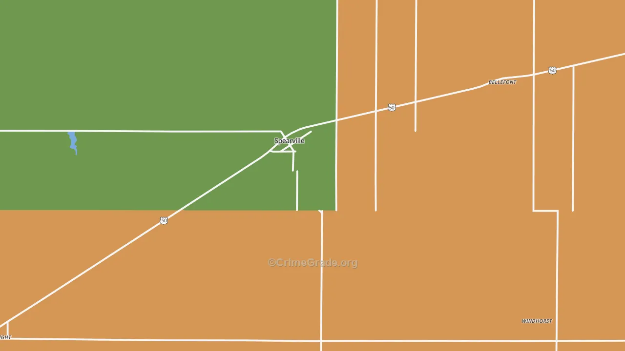 Spearville, KS Map of Theft Rates