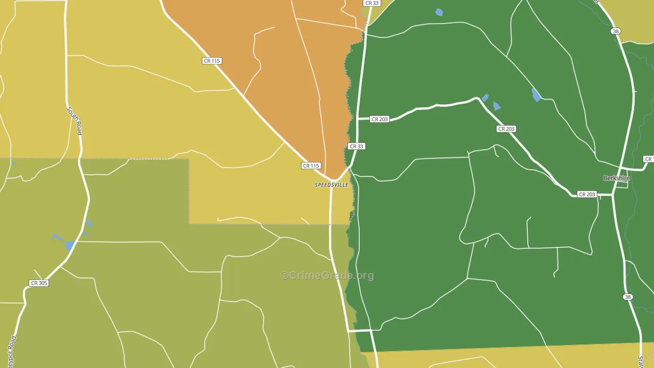 Speedsville, NY Map of Theft Rates