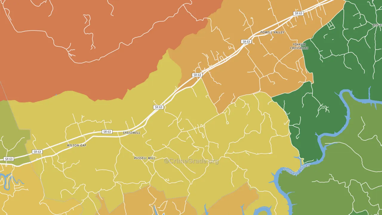 Speedwell, TN Map of Theft Rates